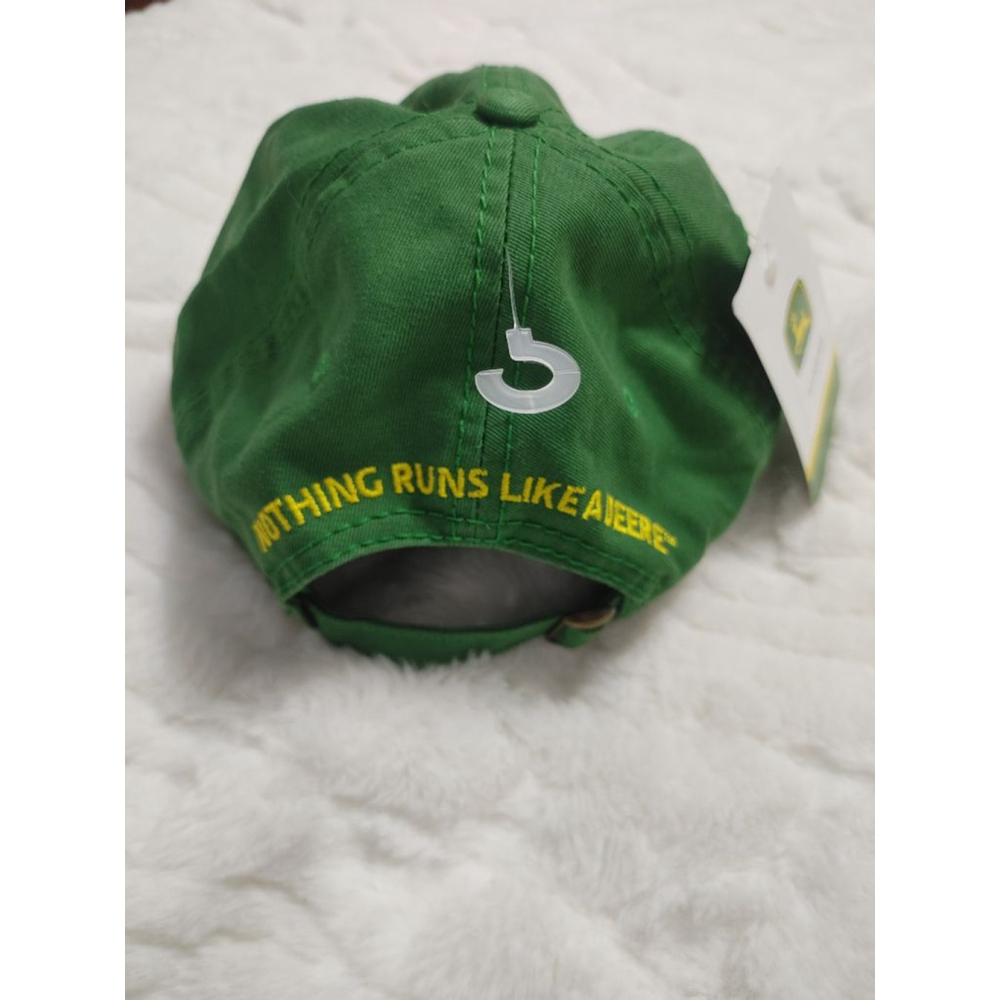 New! Men's John Deere Green Classic Cotton Low Profile Cap One Size - Picture 2 of 7